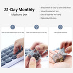 UHZBTEC Monthly 31 compartments Pill Organizer Day Pill Organizer for Medicine Vitamin Holder Container (Grey)
