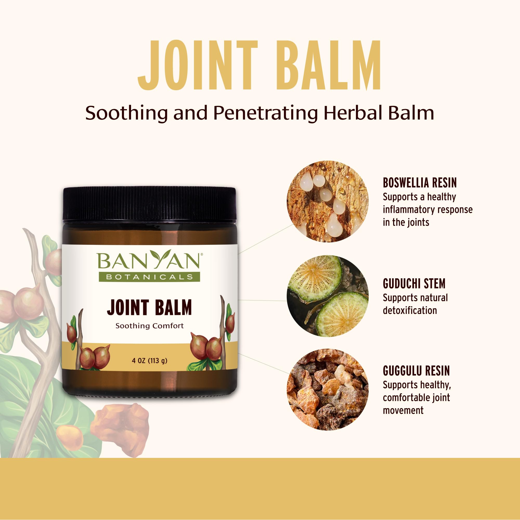Banyan Botanicals Joint Balm - Organic Balm for Joints with Boswellia and Guggulu - for Supporting Comfortable Joints and Overal