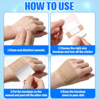 BBTO 200 Pcs Large Assorted Bandages 2 Styles Flexible Fabric Adhesive Bandages Bulk Wounds Care First Aid Supplies Fingertip Ad