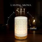 Earnest Living Essential Oil Diffuser White Ceramic Diffuser 100 ml Timers Night Lights and Auto Off Function Home Office Humidi
