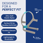 Replacement Straps for AirFit ResMed N20 CPAP Mask (2-Pack) - Blue and Gray - Standard & Large