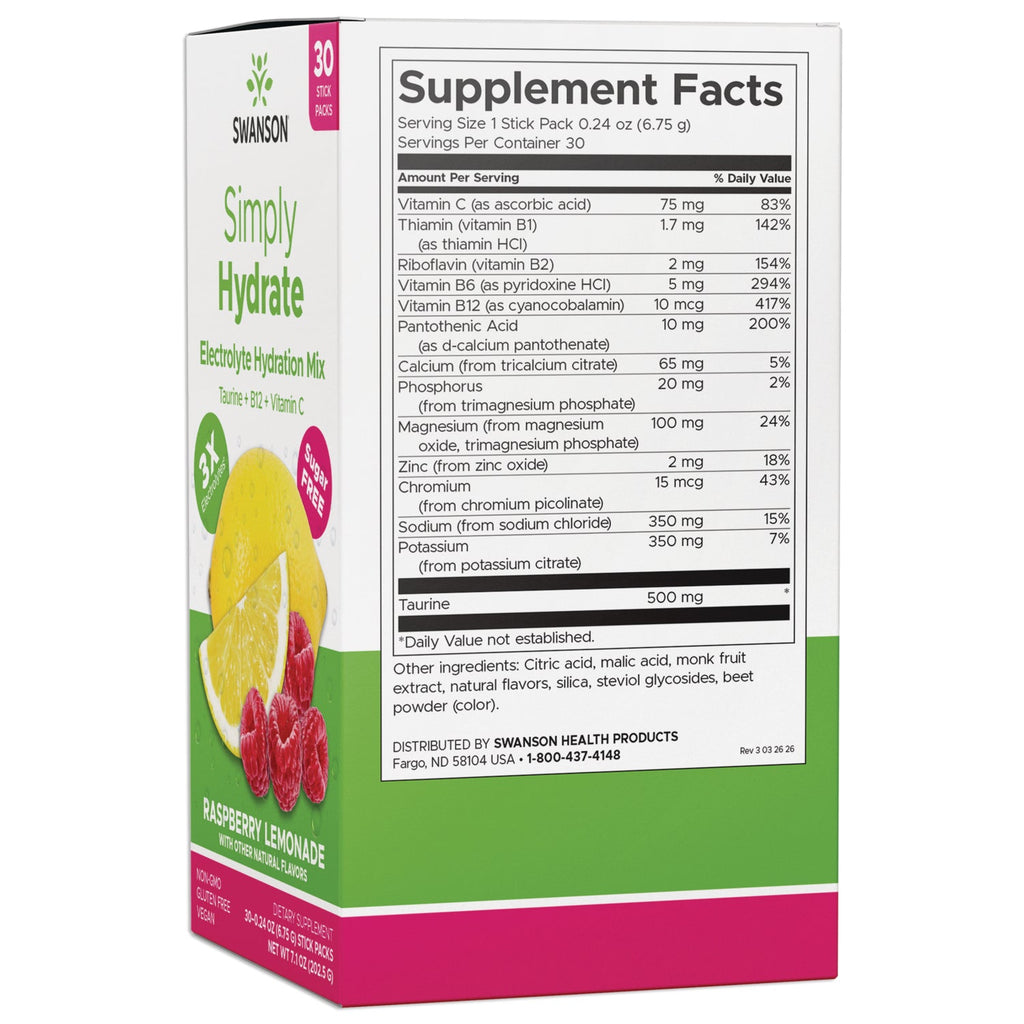 Simply Hydrate Electrolyte Hydration Mix - Raspberry Lemonade