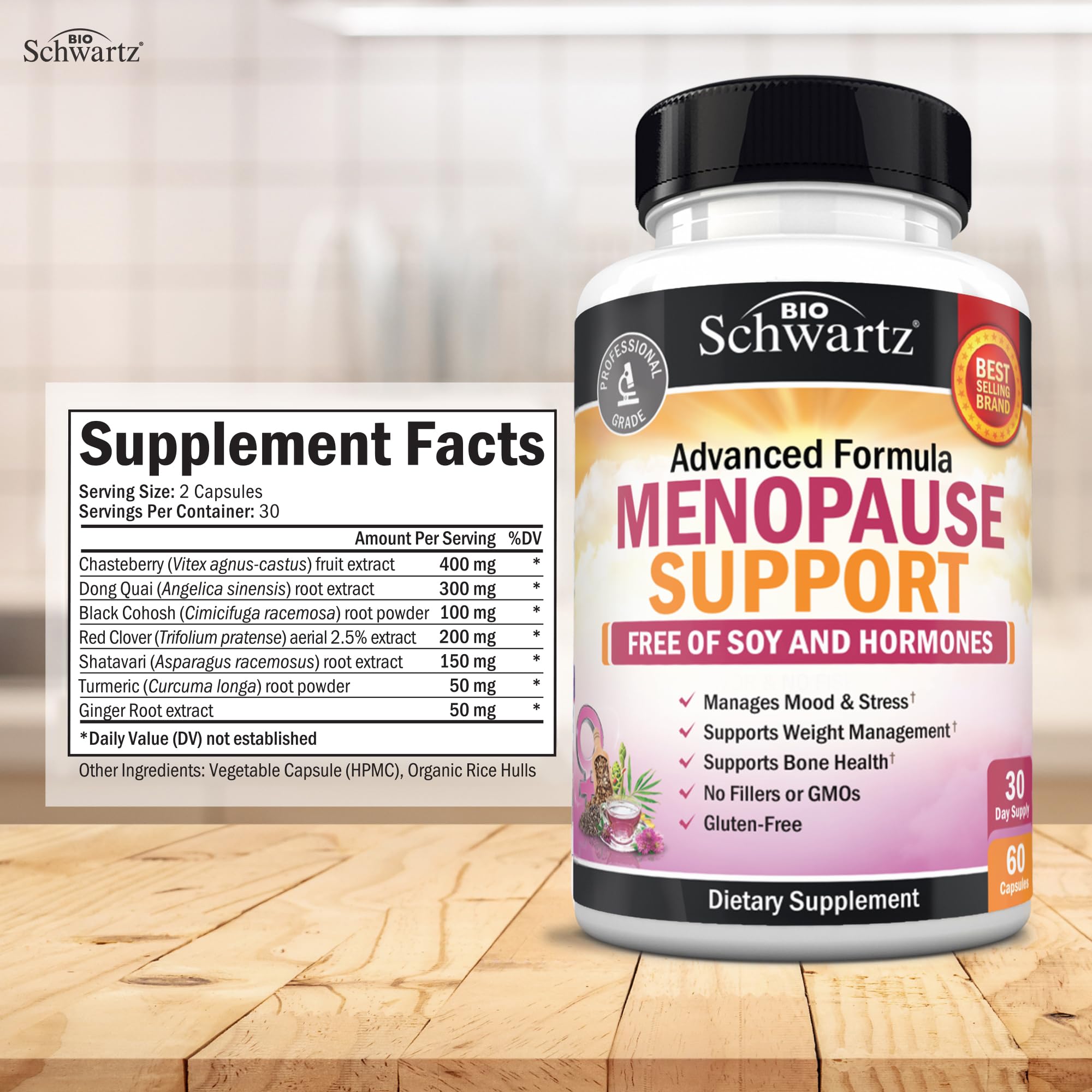 Herbal Menopause Support for Women - Supports Healthy Mood and Balance with Milk Thistle Chasteberry Black Cohosh Red Clover Tur