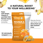 Manuka Doctor Cough Drops, Manuka Middles, 30 Drops (Pack of 5) Bag Throat Lozenges Infused with Raw Manuka Honey, Vitamin C & G