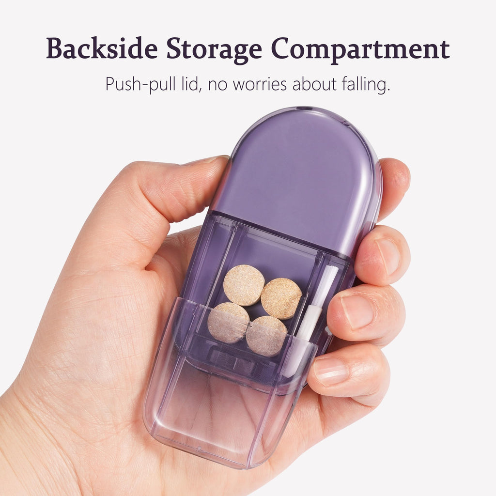 ColeMela Pill Cutter Splitter for Small and Tiny Pills, or Large Pills. V-Shaped Design for Multiple Sizes. Safety Blade Guard.