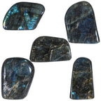 mookaitedecor Natural Labradorite Stone Slab Specimen, Irregular Polished Self Standing Palm Stone for Meditation Home Decor Cry
