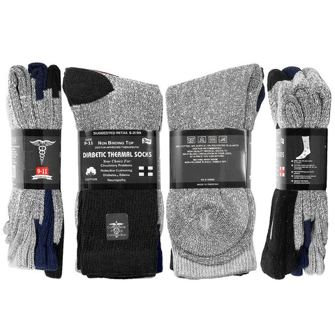 Doctor Recommend Thermal Diabetic Socks Keep Foot Warm Non-Binding Crew Socks For Men Women 12-Pack (10-13 Men Size, 12 Pairs As