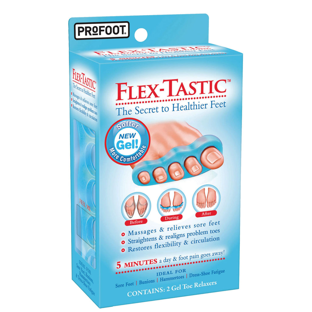 PROFOOT Flex-tastic Toe Spacers, Gel Toe Separators for Foot Pain, Bunions, Overlapping & Hammer Toes, Helps Restore Alignment &