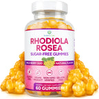 Sugar-Free Rhodiola Rosea Gummies (1500mg/Serving) Adaptogenic Rhodiola Rosea Supplement & Cortisol Blocker for Performance, Sta