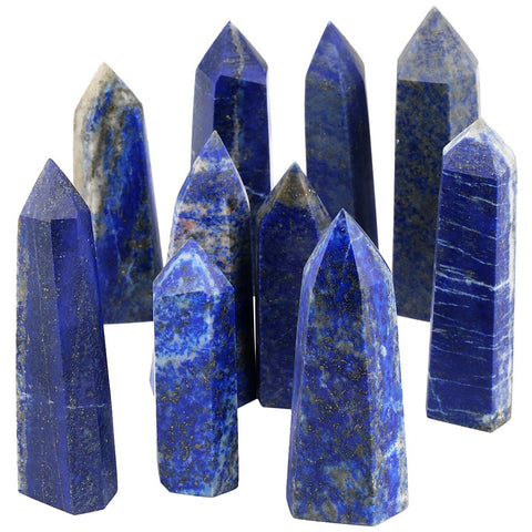 SUNYIK Lapis Lazuli Quartz Self Standing 6 Facet Single Point Figurine Sphere, 2''-3.2''