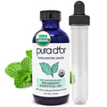 PURA DOR Organic Spearmint Essential Oil (4oz with Glass Dropper) USDA Certified 100% Pure & Natural Therapeutic Grade Diffuser