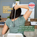 HELDSON Back Scratcher Extendable [5 Scratching Heads] - Retractable Stainless Steel Scratchers - Telescopic Backscratchers for