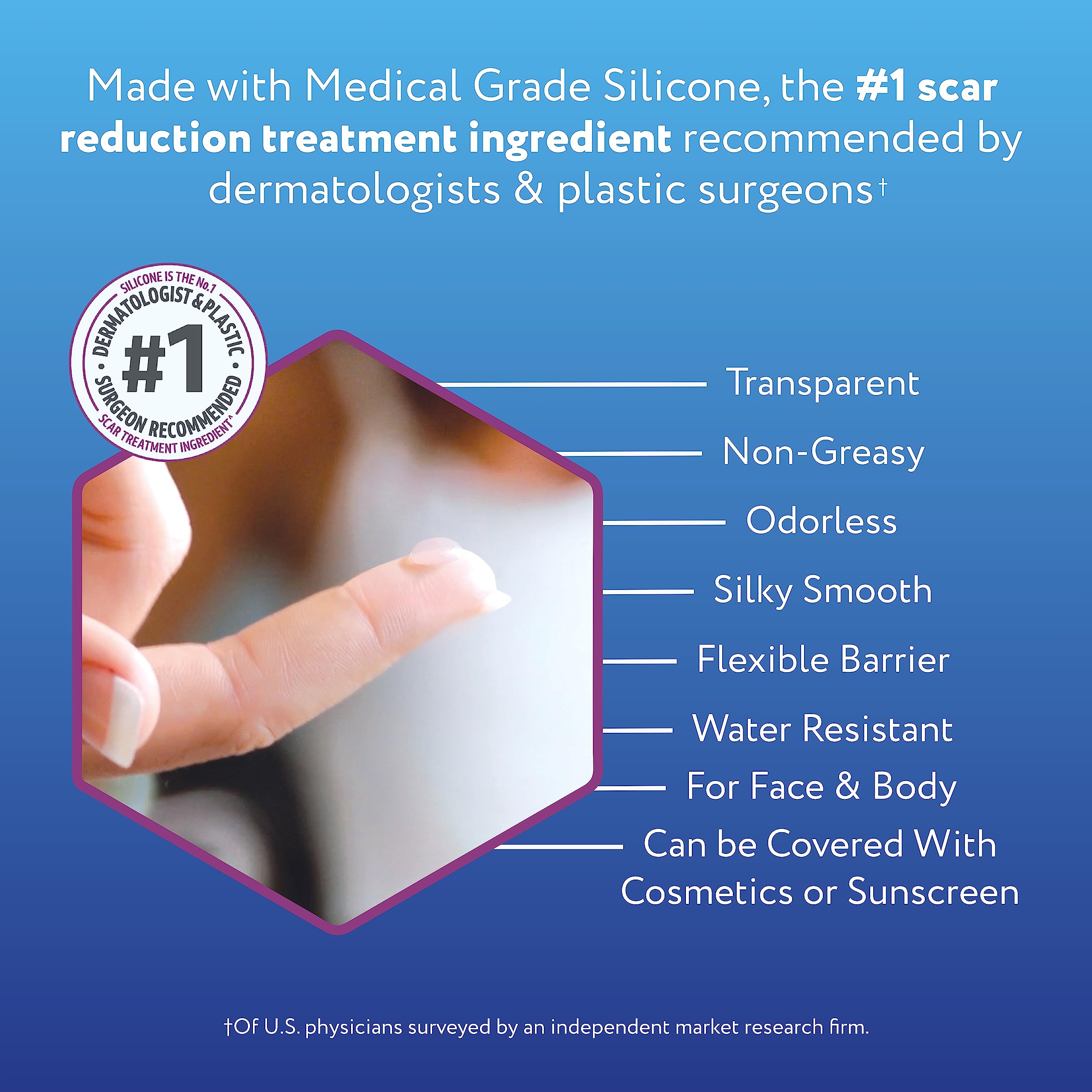 ScarAway 100% Medical-Grade Silicone Scar Gel for Face, Body, Surgical, Burn, Hypertrophic, Keloids and Acne Scar Treatment, 0.7