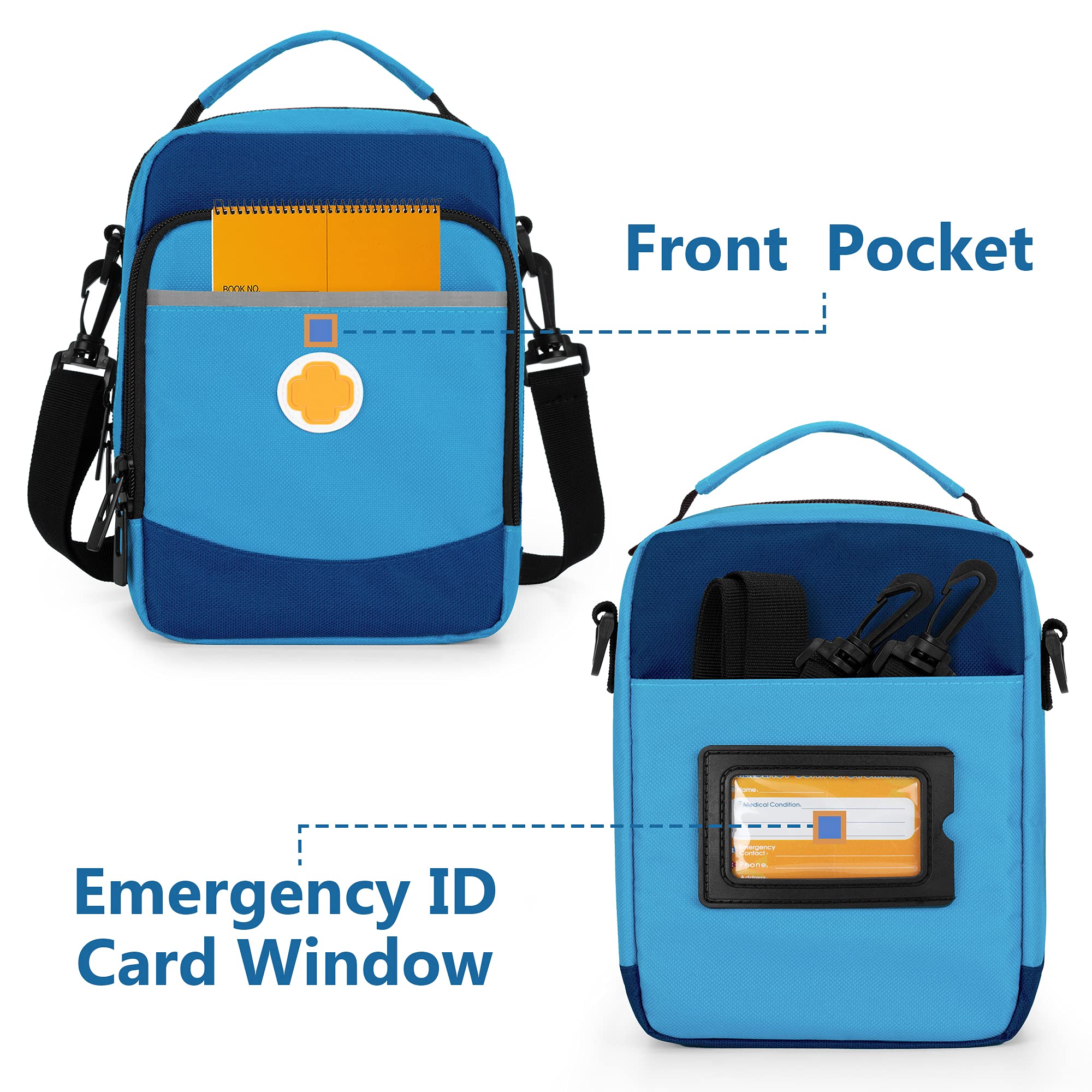 CURMIO EpiPen Carrying Case, Insulated Medicine Bag for EpiPens, Auvi-Q, Asthma Inhaler, Spacer, Blue (Bag Only, Patented Design
