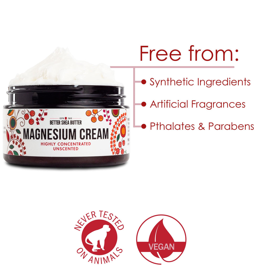 Better Shea Butter Magnesium Cream for Leg Cramps | Relieves Muscle Tension | Night Lotion Safe for Pregnancy, Kids and Babies |