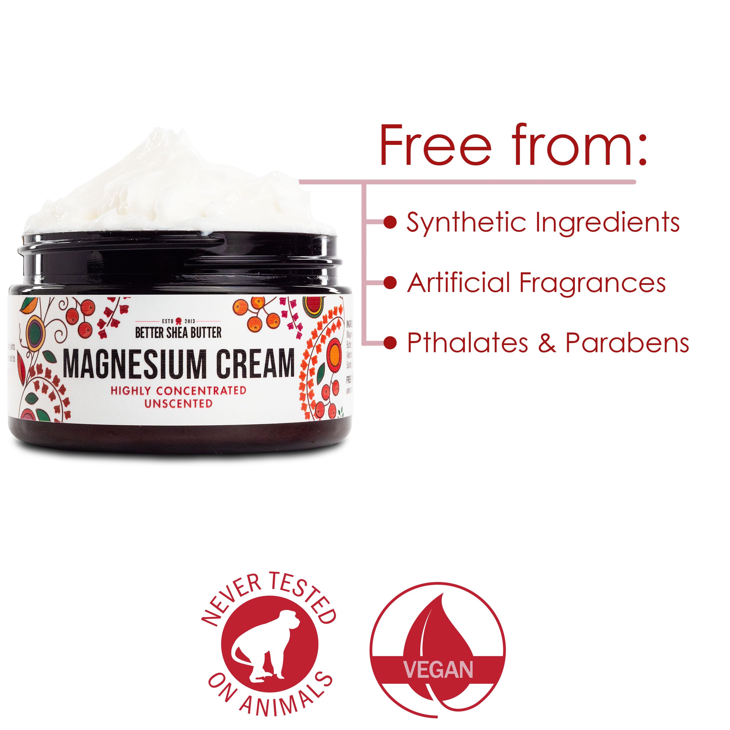 Better Shea Butter Magnesium Cream for Leg Cramps | Relieves Muscle Tension | Night Lotion Safe for Pregnancy, Kids and Babies |