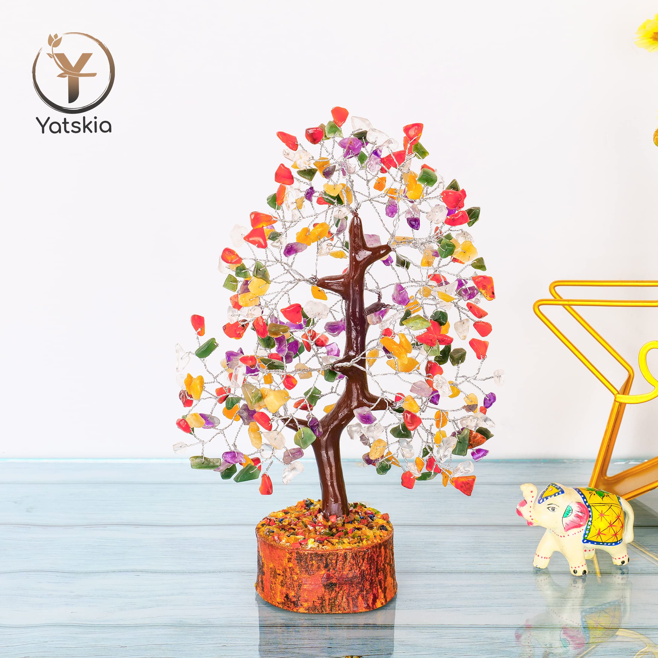 Chakra Tree - Chakra Crystals, Mix Crystal, Money Trees, Tree of Life Chakra, Balancing Tree, Crytals and Gemstones, Good Luck H