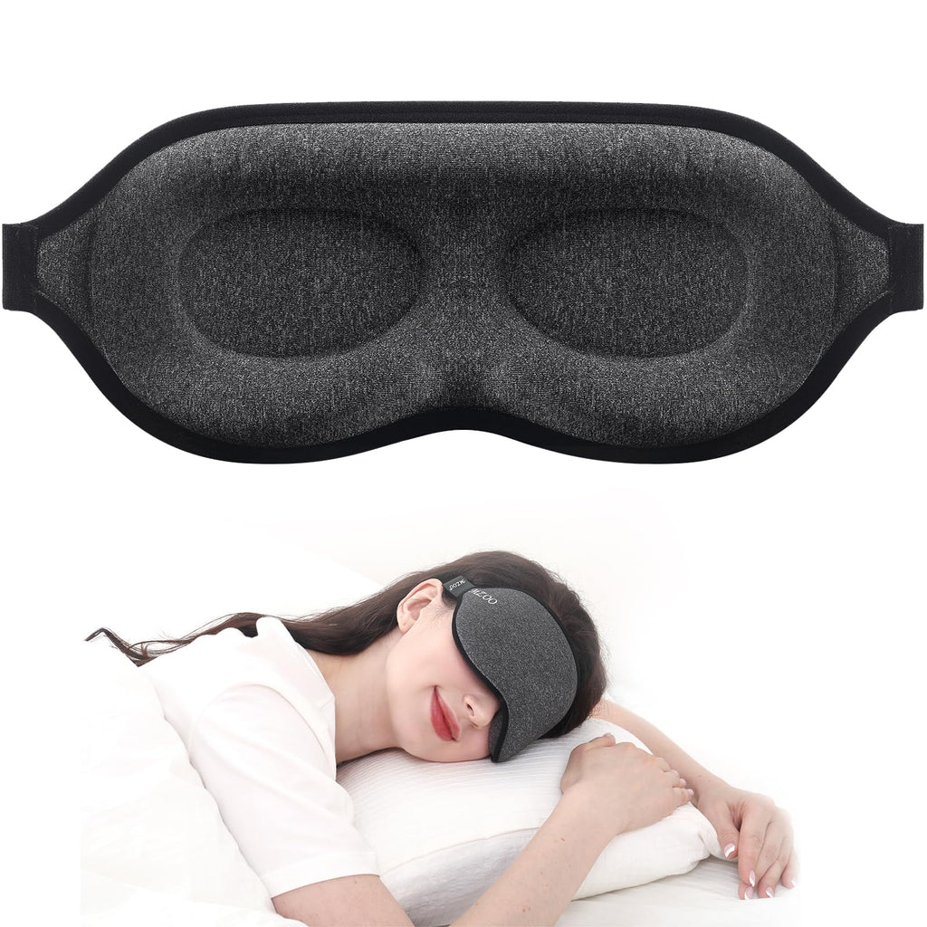 MZOO Luxury Sleep Mask for Back and Side Sleeper, 100% Block Out Light Sleeping Eye Mask for Women Men, Zero Eye Pressure 3D Con