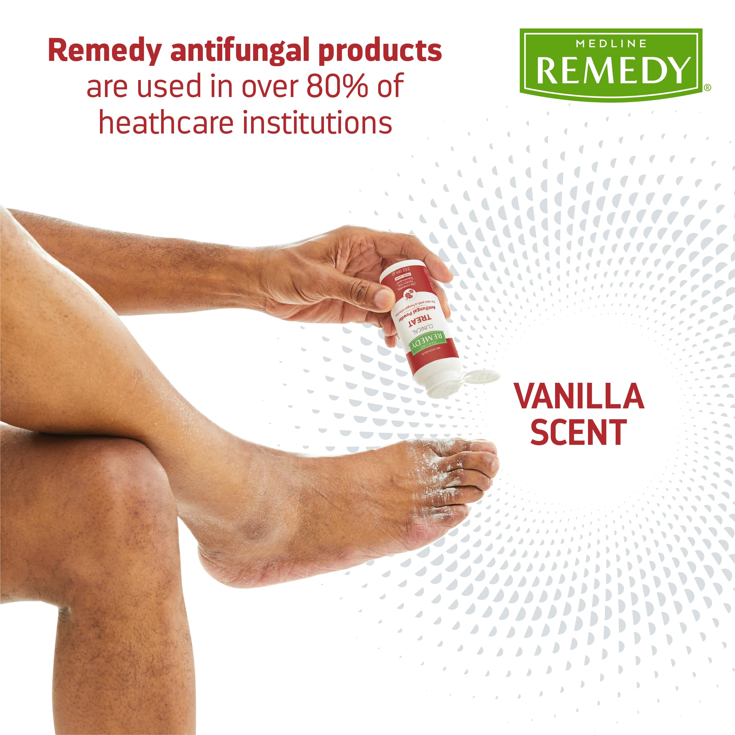 Medline Remedy Clinical Antifungal Powder (3 oz Bottle), Vanilla Scent, 2% Miconazole Nitrate, Treats Athletes Foot, Jock Itch,