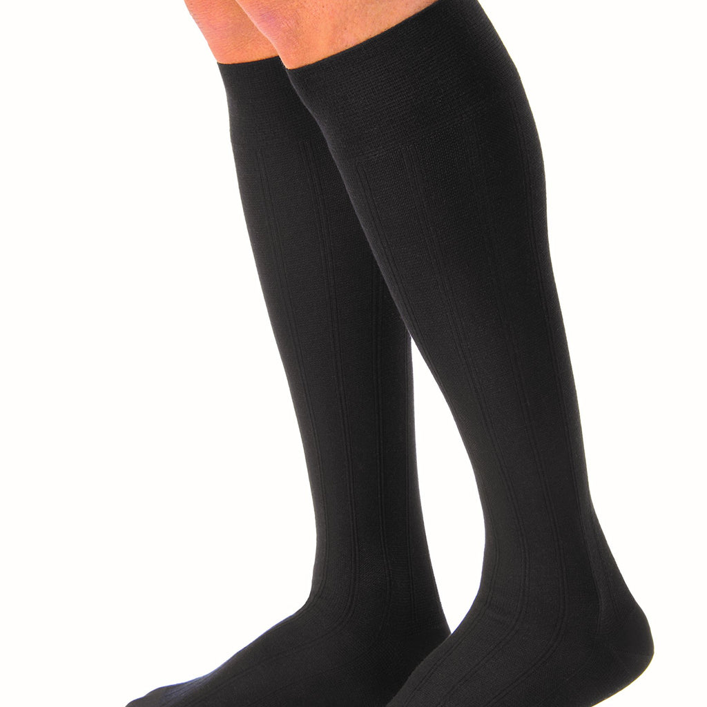 JOBST - 113122 forMen Casual 20-30 mmHg Knee High Compression Socks, Black, Medium Tall
