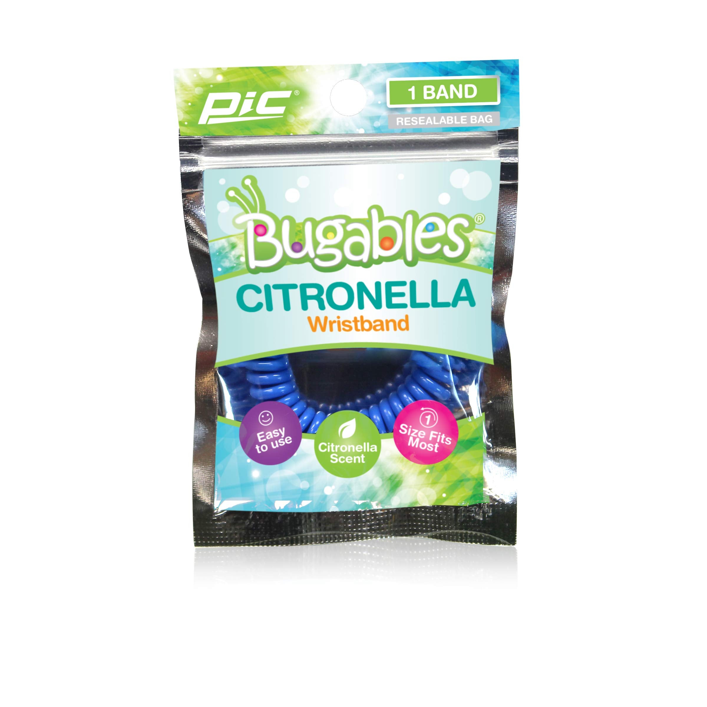 PIC Bugables Citronella Scented Coil Wristbands, Reusable and Resealable, One Size Fits All (Pack of 25)