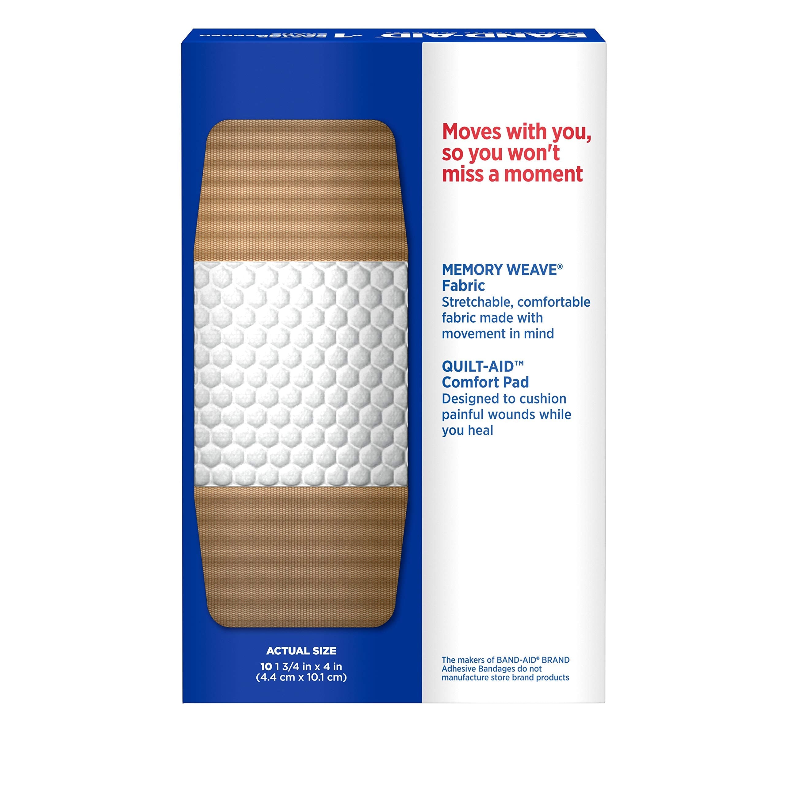 Band-Aid Brand flexible Fabric Adhesive Bandages for Wound Care & First Aid, Extra Large Size, 10 ct