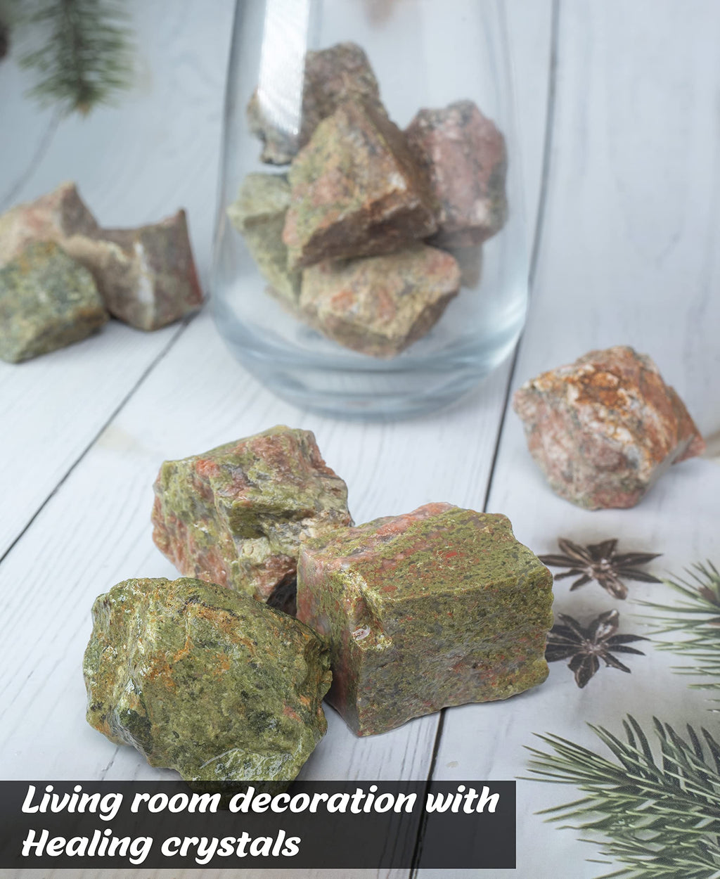 Crocon 1LB Unakite Rough Bulk Natural Stone Raw Gemstone Tumbling Cabbing Polishing Mining Chakra Balancing Reiki Healing Good L