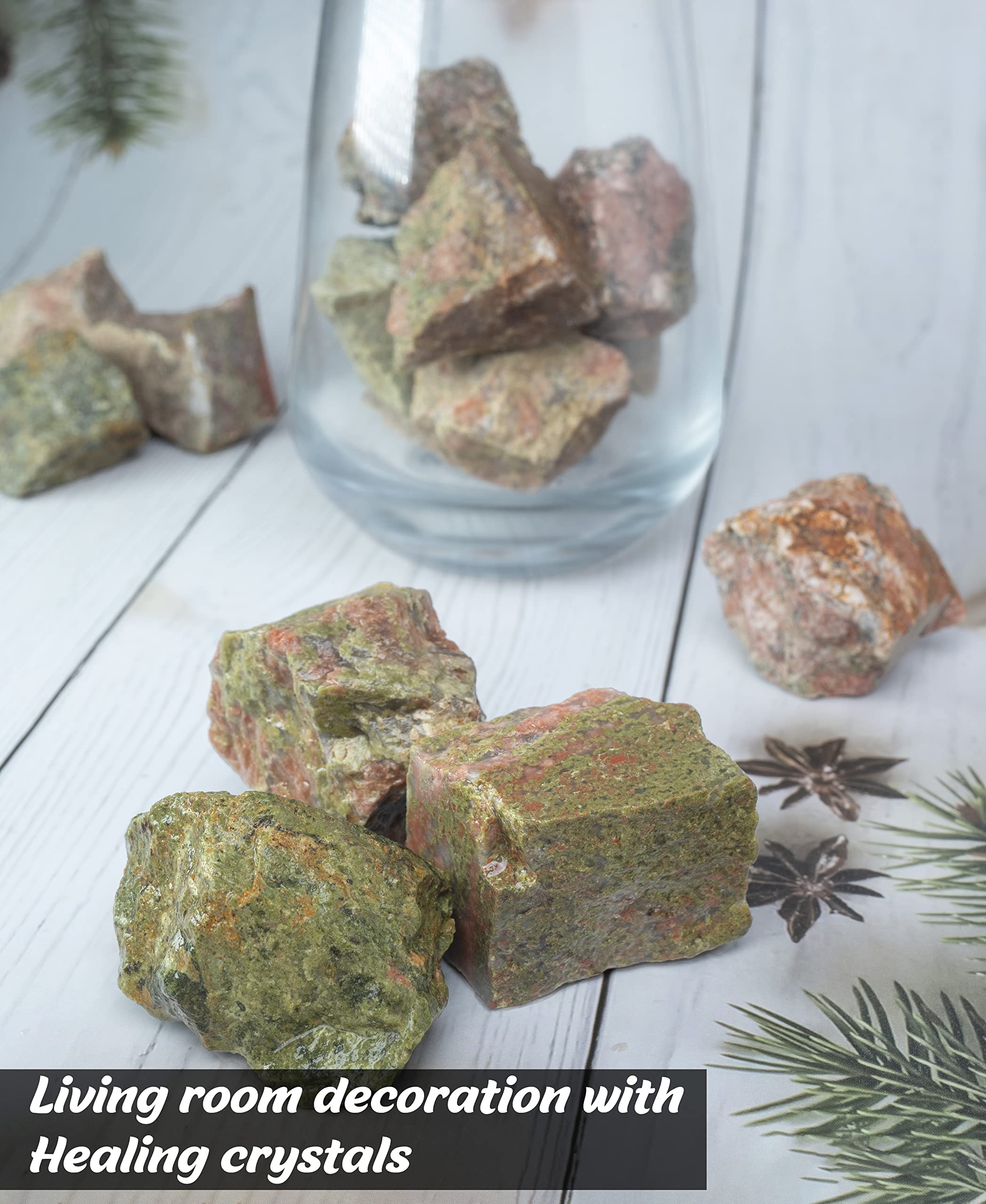 Crocon 1LB Unakite Rough Bulk Natural Stone Raw Gemstone Tumbling Cabbing Polishing Mining Chakra Balancing Reiki Healing Good L