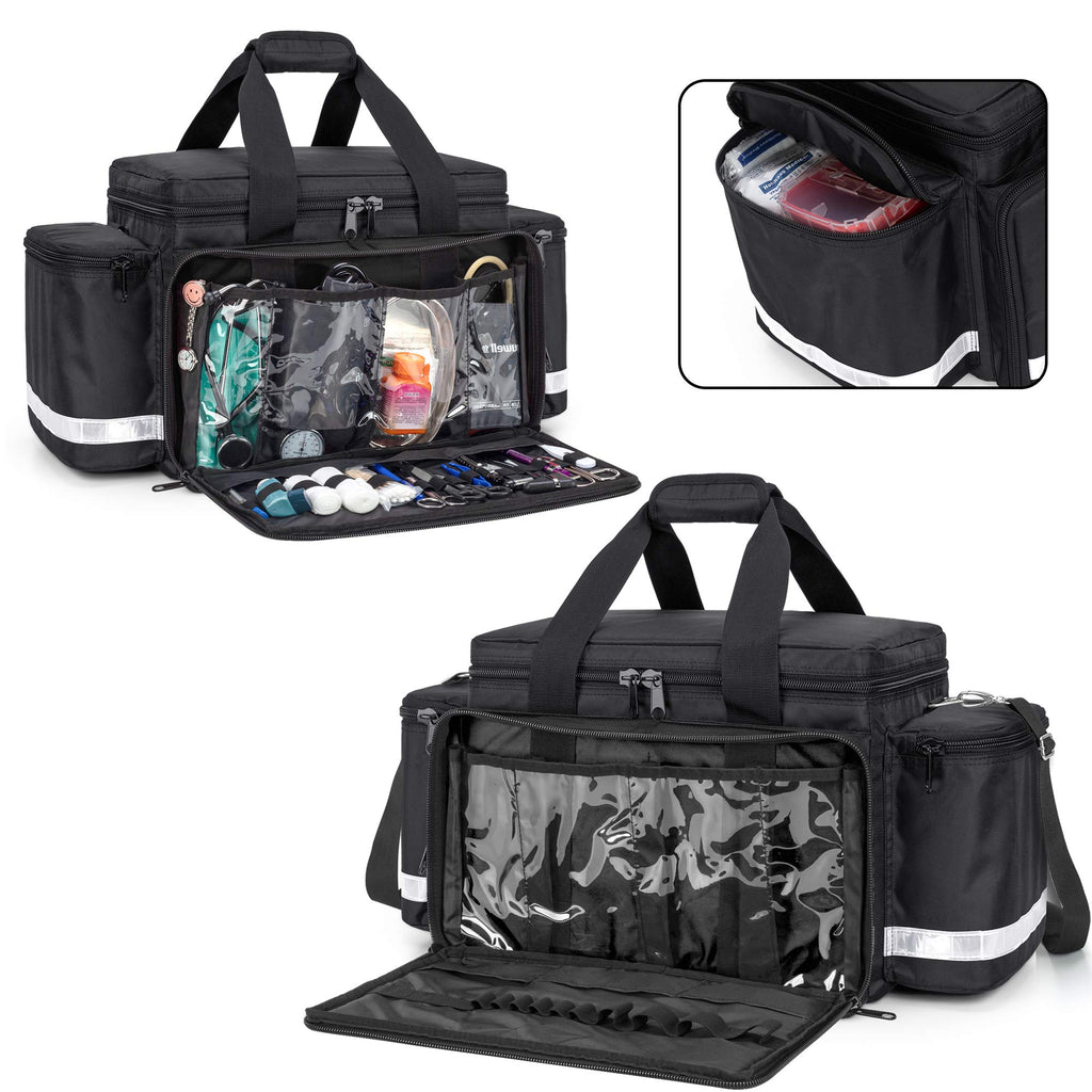Trunab First Aid Bag Empty Medical Duffel Bag First Responder Trauma Bag Storage Bag with Inner Dividers and No-scratch Bottom,