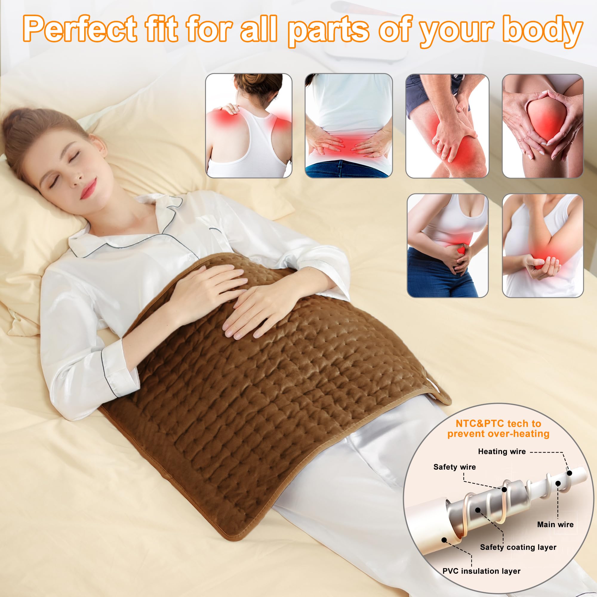 Heating Pad-Electric Heating Pads for Back,Neck,Abdomen,Moist Heated Pad for Shoulder,Knee,Hot Pad for Arms and Legs,Dry&Moist H