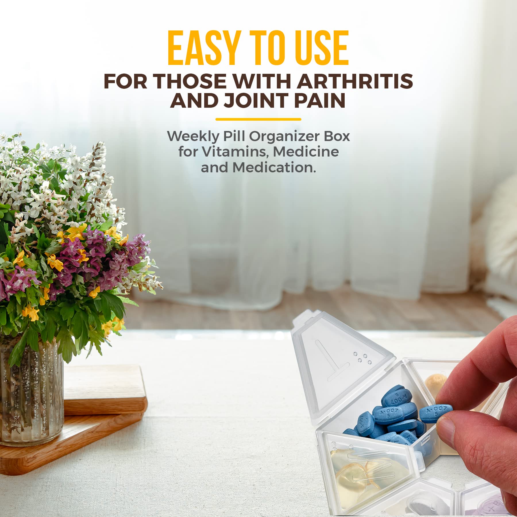 MEDca Weekly Pill Organizer Clear 7-Sided Pill Reminder, Round Shaped Pack of 2