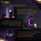 Fivona 3-in-1 Yoni Steam Kit Black - Foldable Over The Toilet Steamer Seat with Herbal Blend and Storage Bag - Effective Detox p