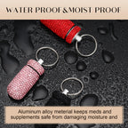 Patelai 3 Pieces Bling Pill Container Portable Pill Bottle Case Waterproof Travel Holder Storage with Keychain for Outdoor Campi
