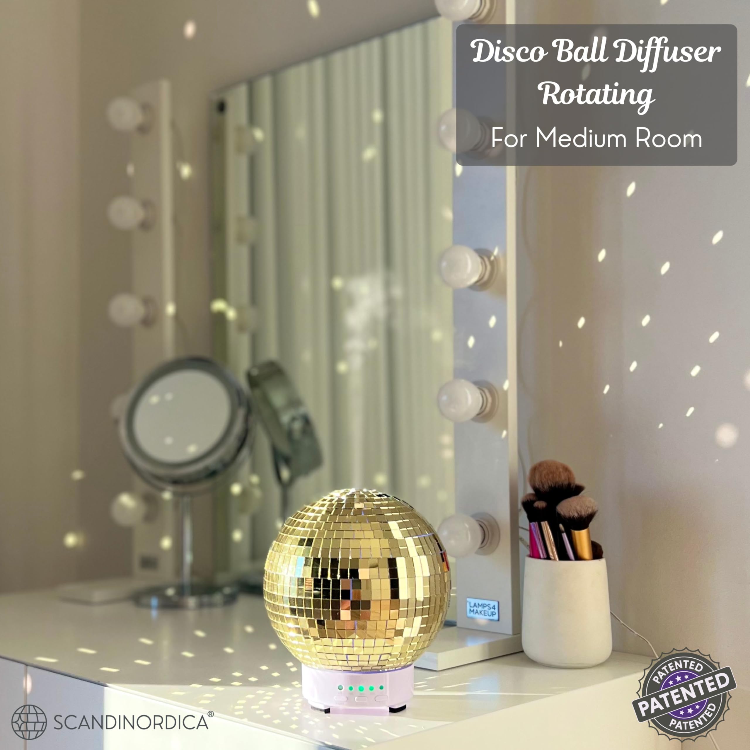 Disco Ball Diffuser Rotating - Essential Oil Diffuser with Whisper Quiet Operation, Cute Scent Diffusers for Home, Ball Decor, F