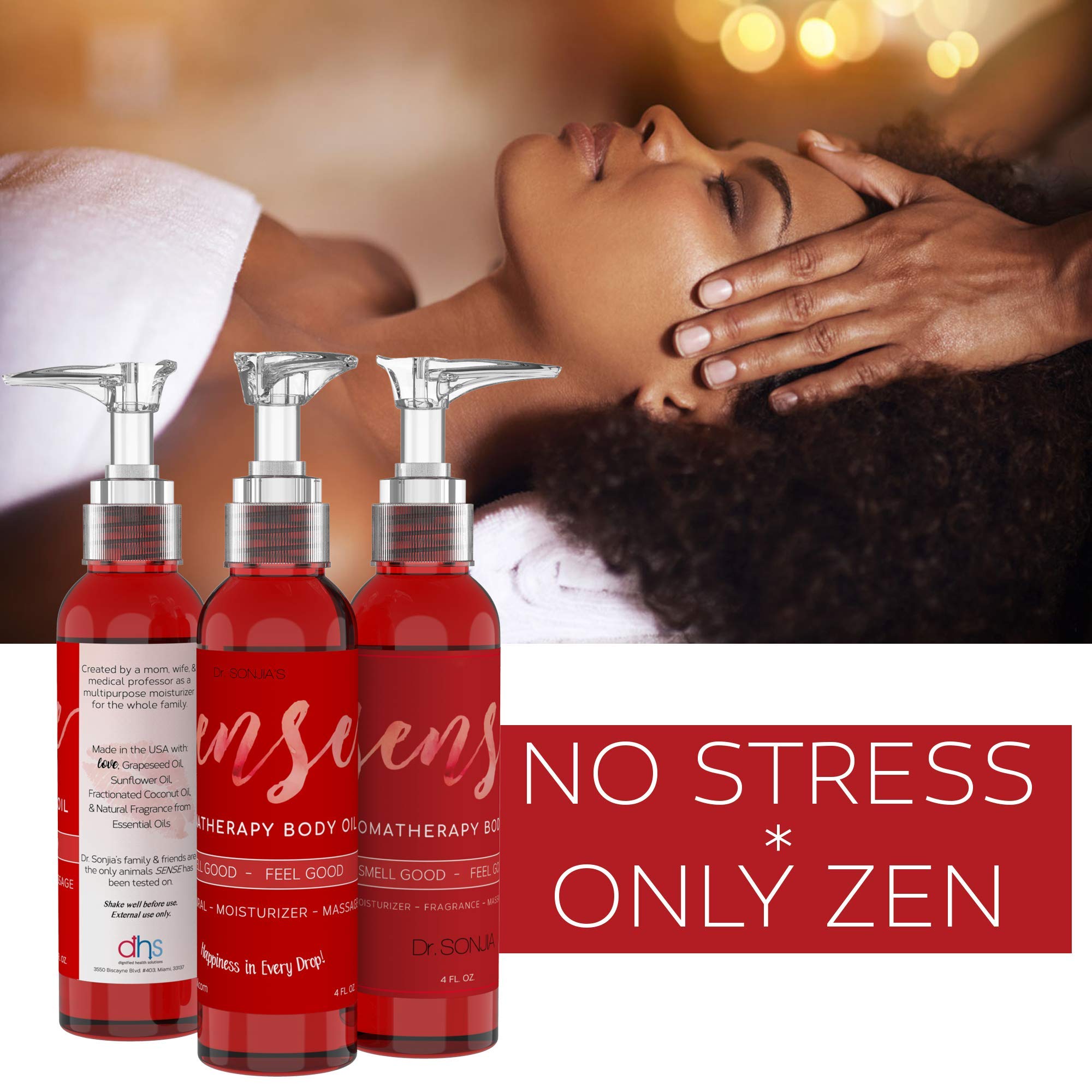 Sense Relaxing Organic Body Oil | Every Day Use Massage Oil, Aroma Therapy, Natural Skin Moisturizer |100% Hypoallergenic | Made