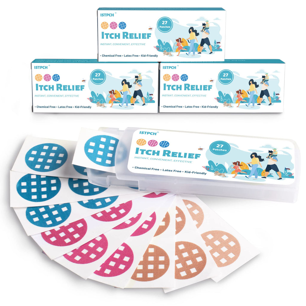Istpch Itch Relief Patches 81 Patches, Natural Bite Itch Relief Stickers, Instant Effect, Reduces Itch & Swell, Kid Friendly (3 