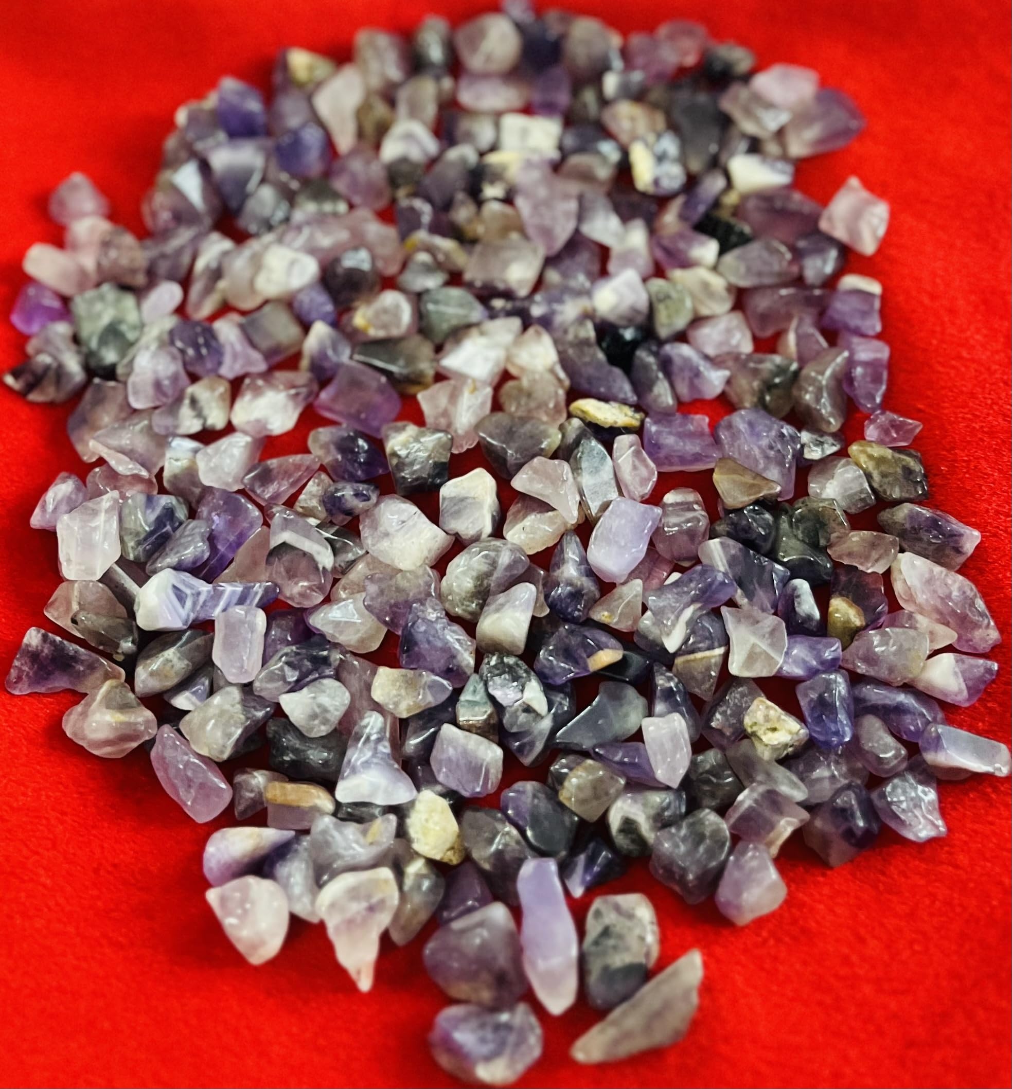 Indian Consigners Natural Crushed Polished Tumbled Gem Stone Chips, Decoration & Healing Crystals (Amethyst)