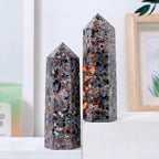 Runyangshi 1PCS Natural Crystal Flame Yooperlite Stone Tower 1.96-2.36 (5-6cm) 6 Faceted Single Point Prism Healing Crystal Wand