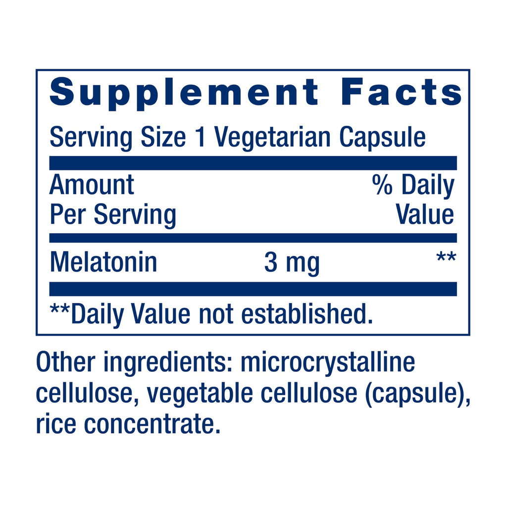 Life Extension Melatonin, 3 mg, Optimal Sleep Support, Healthy circadian Rhythms, Cellular Defense, Gluten-Free, Non-GMO, Vegeta
