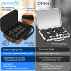 SereneLife Portable Massage Stone Warmer Set - Electric Spa Hot Stones Massager and Heater Kit with 6 Large and 6 Small Round Sh