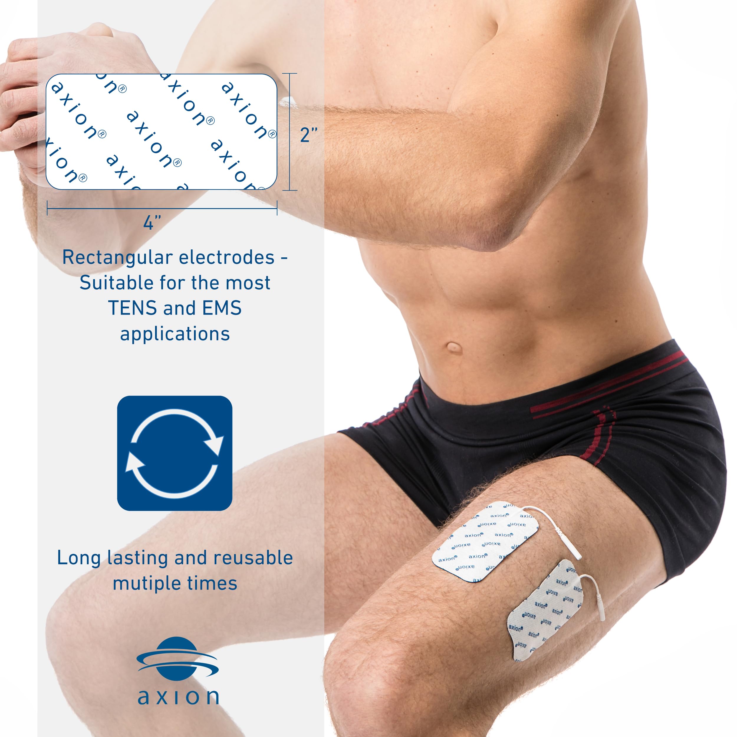 16 Large Electrode Pads 4x2 in  Universal Self-Adhesive Pads for TENS Devices & EMS Trainers  Excellent Adhesion and conductivit