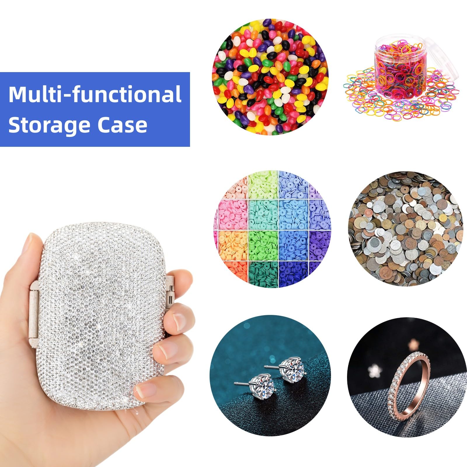 EveryBling Pill Organizer with Labels Bling Pocket Pill Case with Stickers Travel Medicine Kit Holder Small Purse Pill Box Conta