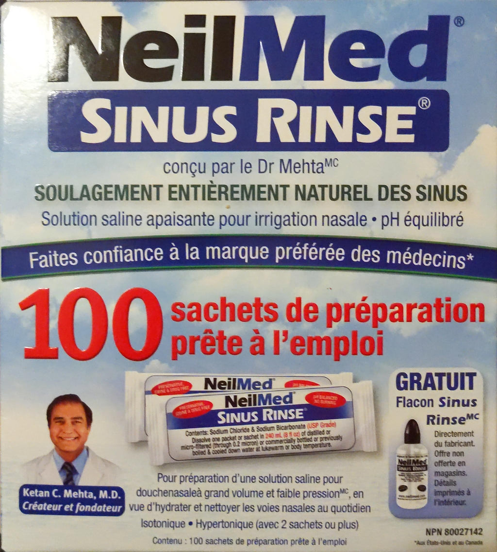 NeilMed Sinus Rinse All Natural Relief Premixed Refill Packets 100 Each