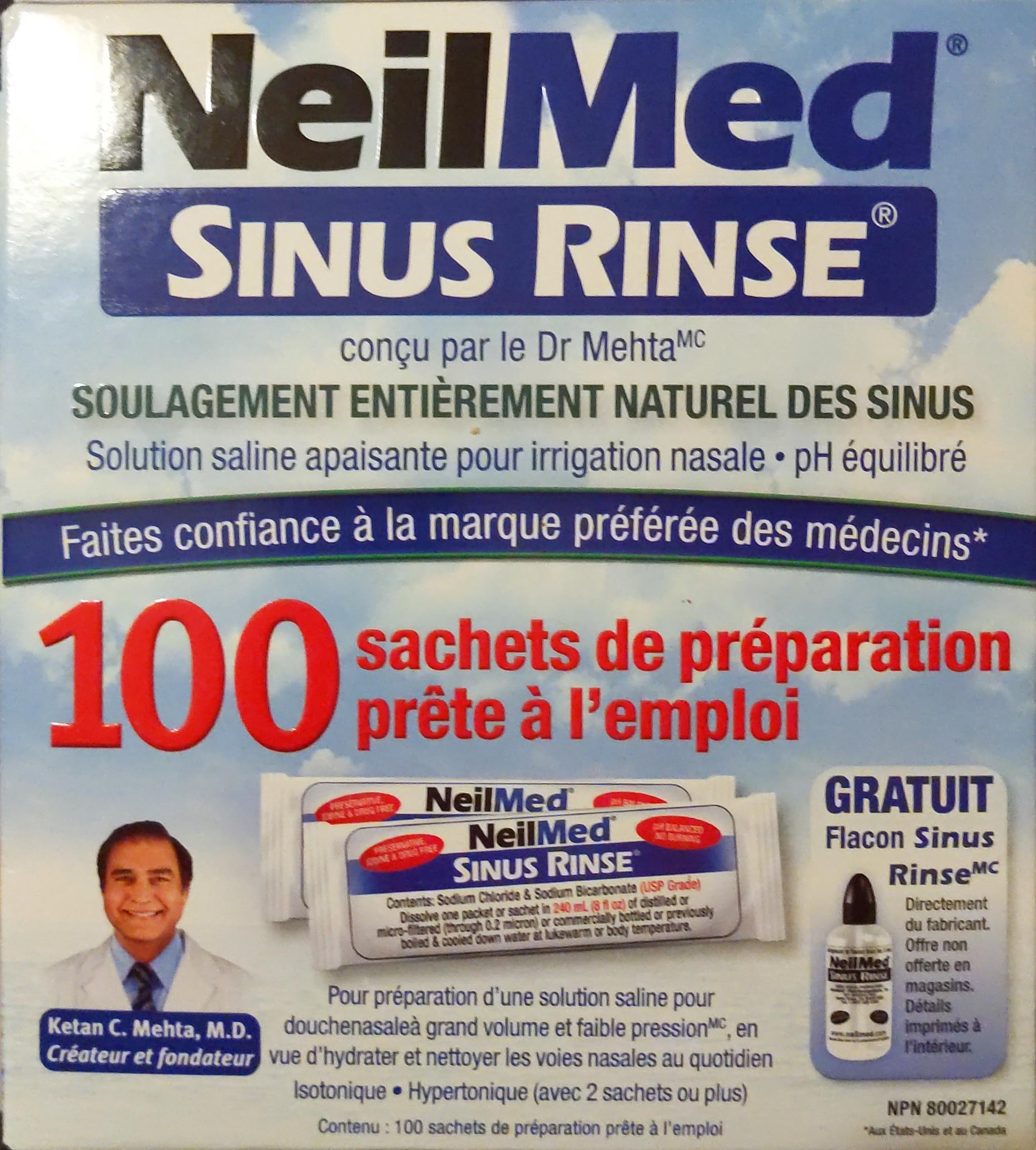 NeilMed Sinus Rinse All Natural Relief Premixed Refill Packets 100 Each