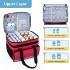 CURMIO Double Layers Pill Bottle Organizer Bag Empty, Medicine Organizer Storage Case with Lockable Zippers, Medication Travel B