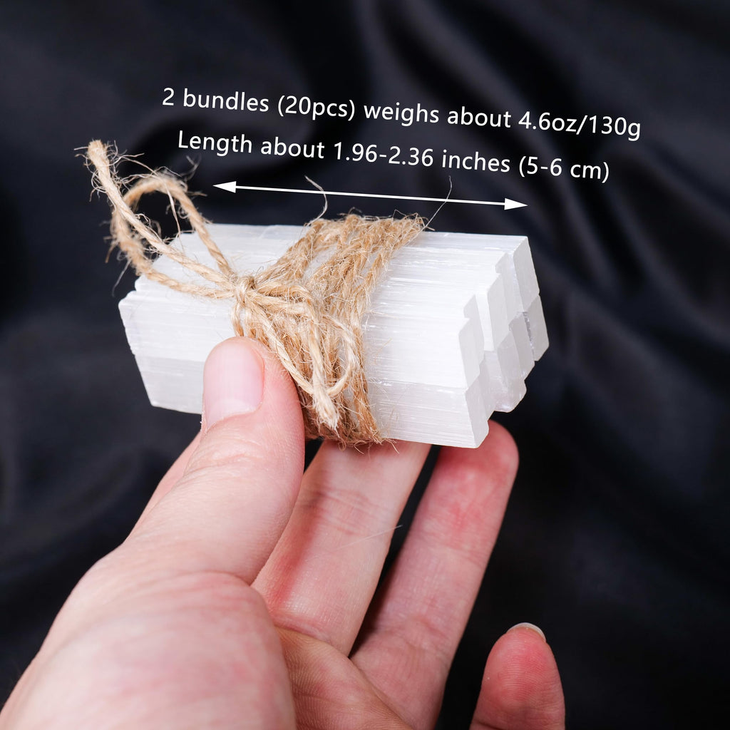Runyangshi 20PCS Selenite Sticks Natural Selenite Crystals Wands Bulk Selenite Crystal Charging Energy Protection Reiki Healing