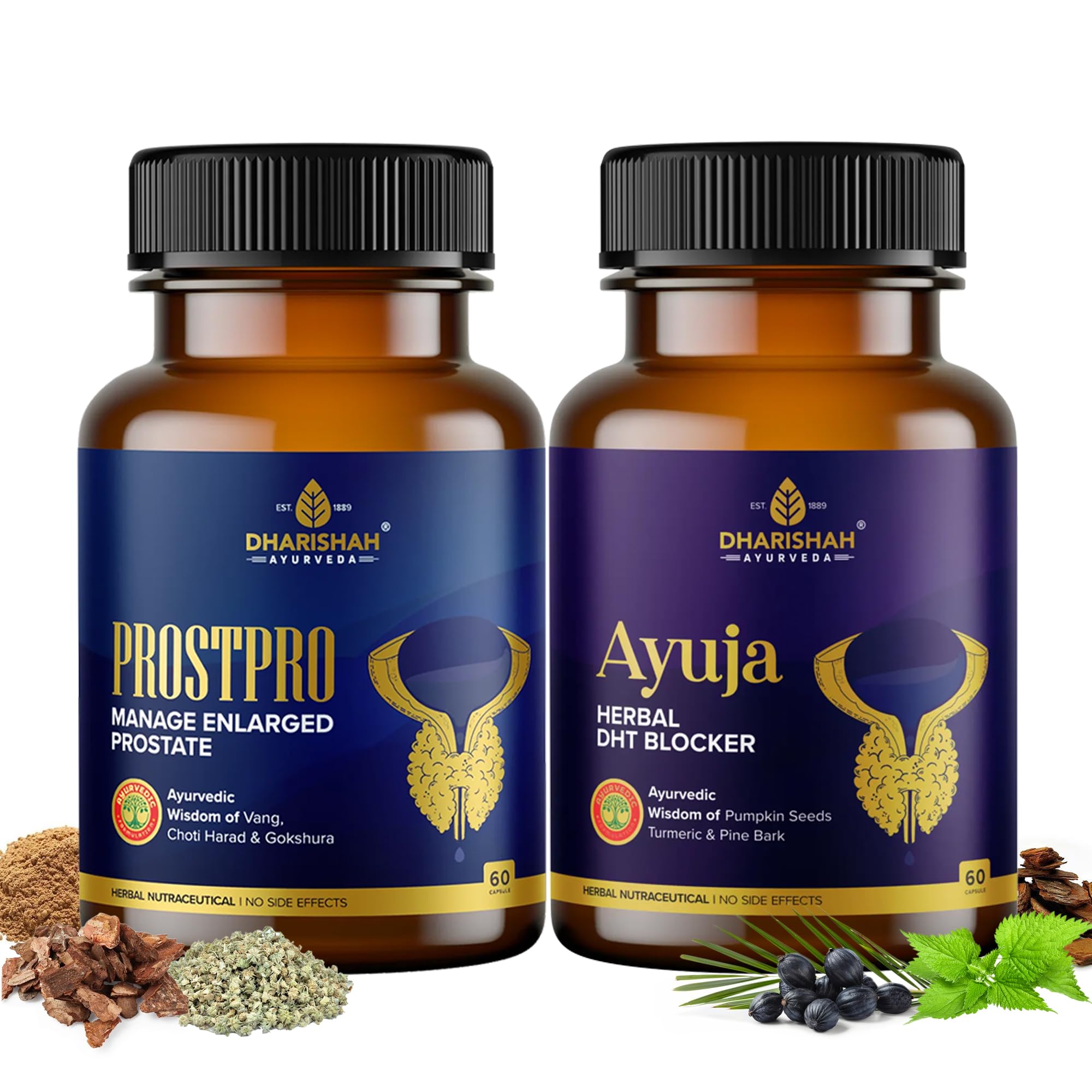 Dharishah Ayurveda Prostpro & Ayuja Wellness Care Package  Ayurvedic Prostate Support & Dht Blocker For Men | With Gokshura, Sa