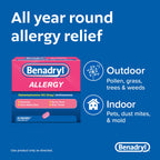 Benadryl Ultratabs Antihistamine Allergy Relief Medicine, 25 mg Diphenhydramine HCl Tablets for Relief of Cold & Allergy Symptom