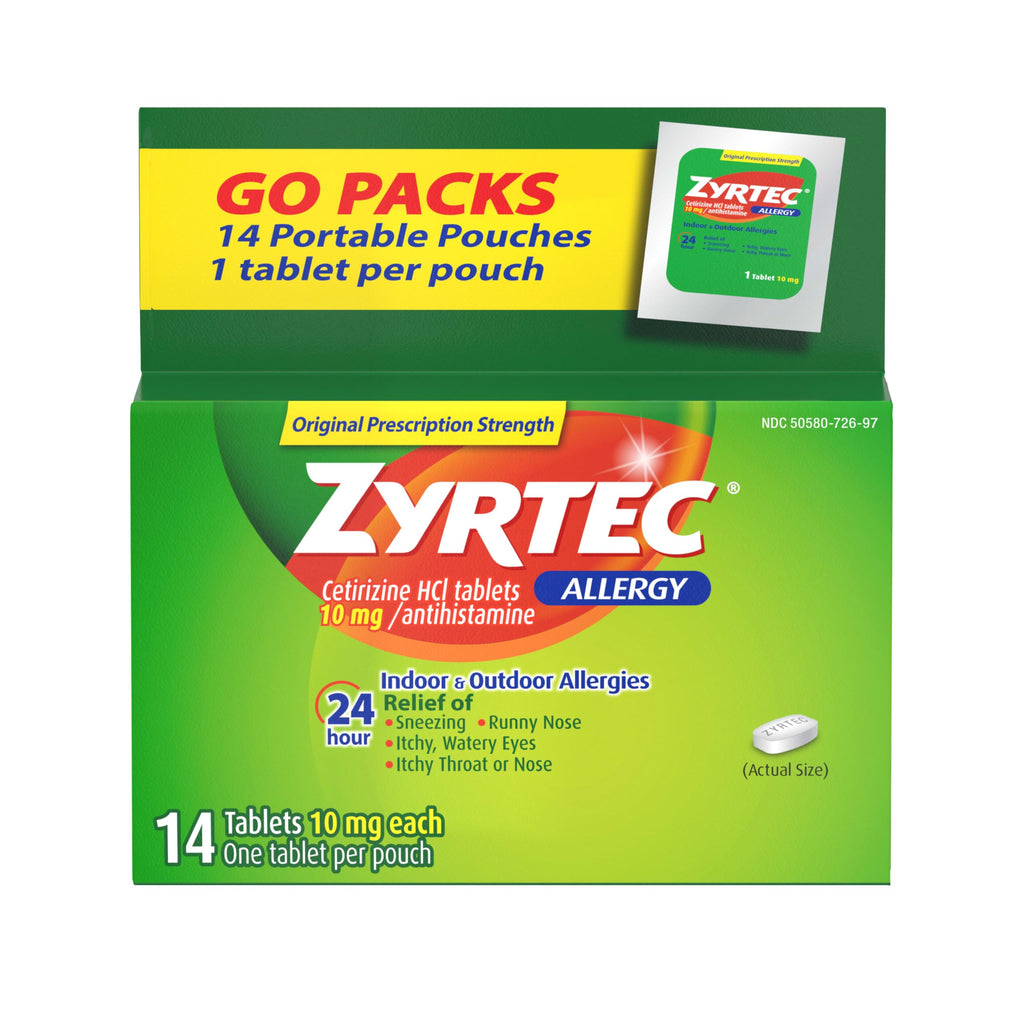 Zyrtec 24 Hour Allergy Relief Tablets, Allergy Medicine with 10 mg Cetirizine HCl per Antihistamine Tablet for Allergies, On-The