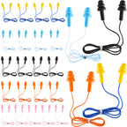 LEIFIDE 25 Pairs Corded Ear Plugs Silicone Waterproof Ear Plugs with Cords for Sleeping Snoring Swimming Shooting, Reusable Plug